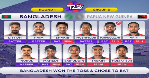 এইমাত্র শেষ হলো বাংলাদেশ বনাম পাপুয়া নিউগিনির মধ্যকার টস, দেখেনিন ফলাফল