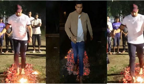 সাহস বাড়াতে তাসকিনের মতো জ্বলন্ত আগুনের উপর দিয়ে হাঁটলেন নুরুল হাসান সোহান