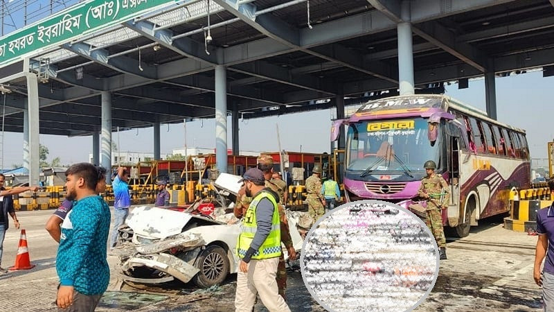 প্রাইভেটকার, মোটরসাইকেল ও মাইক্রোবাস ও বাসের মধ্যে ভ য়া ব হ সং ঘ র্ষ নি হ ত ৫, আ হ ত ১০