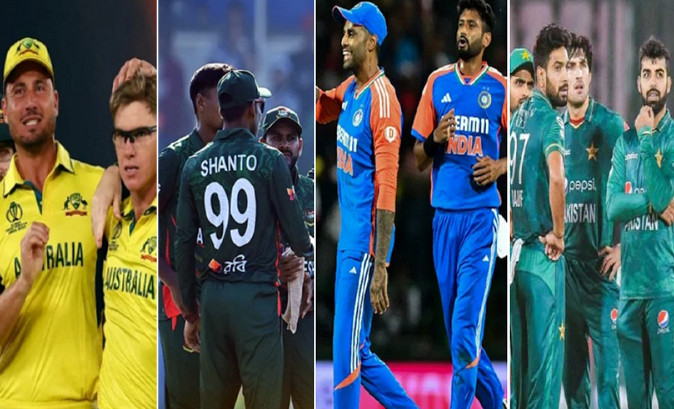 পাকিস্তান-২৪১, বাংলাদেশ-২৯৮, অস্ট্রেলিয়া-৪০৪, ভারত-৪৪৭