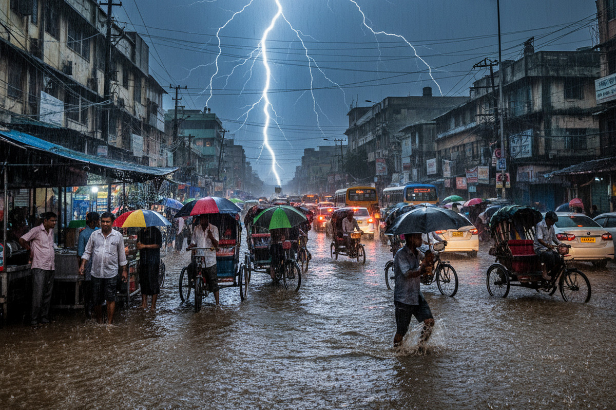 আবহাওয়ার পূর্বাভাস সত্যি! ঢাকায় টানা বৃষ্টি