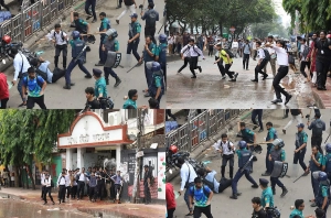 ঢাকা কলেজ ও সিটি কলেজের সংঘর্ষ: সায়েন্স ল্যাব উত্তপ্ত, পুলিশ লাঠিপেটা